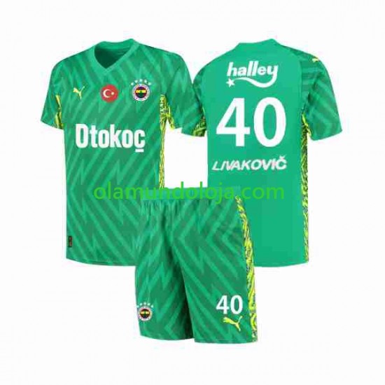 Fenerbahce Livakovic 40 Footbal Kit Guarda-redes Equipamento Primeiro 2023-2024 Manga Curta